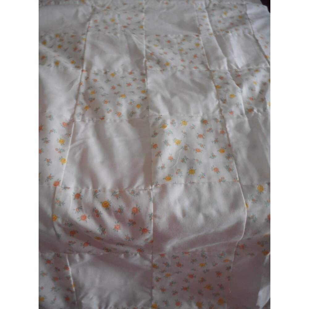 Floral patchwork Quilt top Quilted square Estate find  80 x 40 "